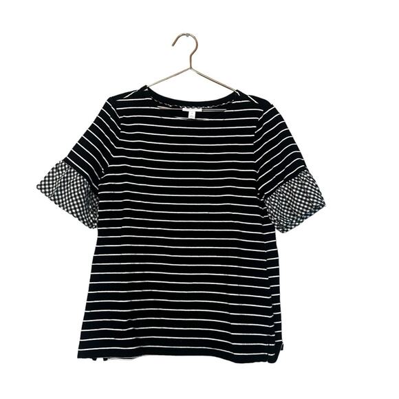 Charter Club Black and White Gingham Top - Size Small - Picture 1 of 6